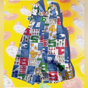 Vintage Colorful number Kids Overalls